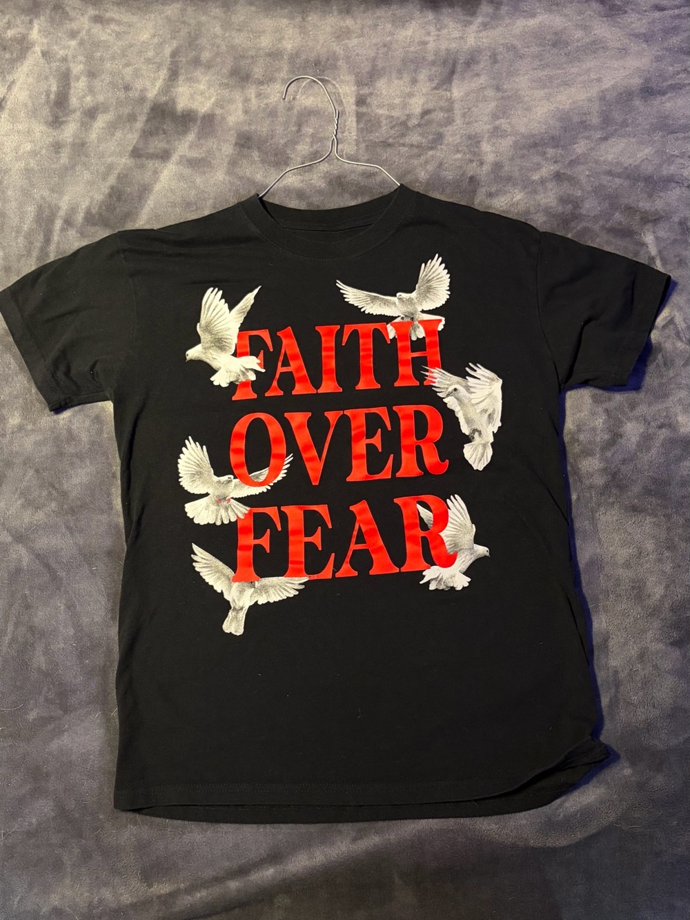 Faith Over Fear Graphic Tee - Black with Red Text